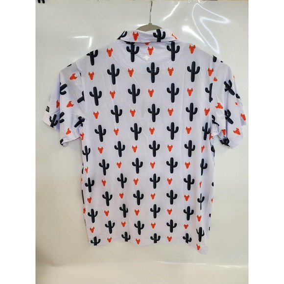 Raised by Coyotes Polo‎ Shirt Mens Medium White Coyote Cactus Golf UPF 50 UV - Picture 6 of 9